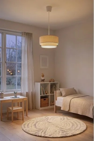 Brilagi-LED Lustră cu cablu BOHO BOBO, 1x E27/60W/230V, Ø 40 cm, cu buline, bej/crem