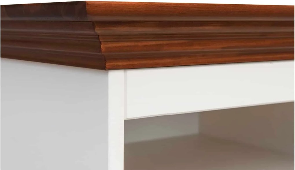 Vitrină lemn masiv nuc Linea Alb-, 90 × 45 × 130 cm