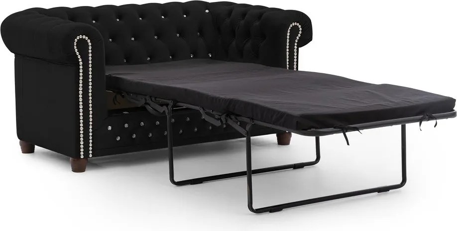 Canapea neagră extensibilă cu tapițerie din catifea 148 cm York Blik – Ropez