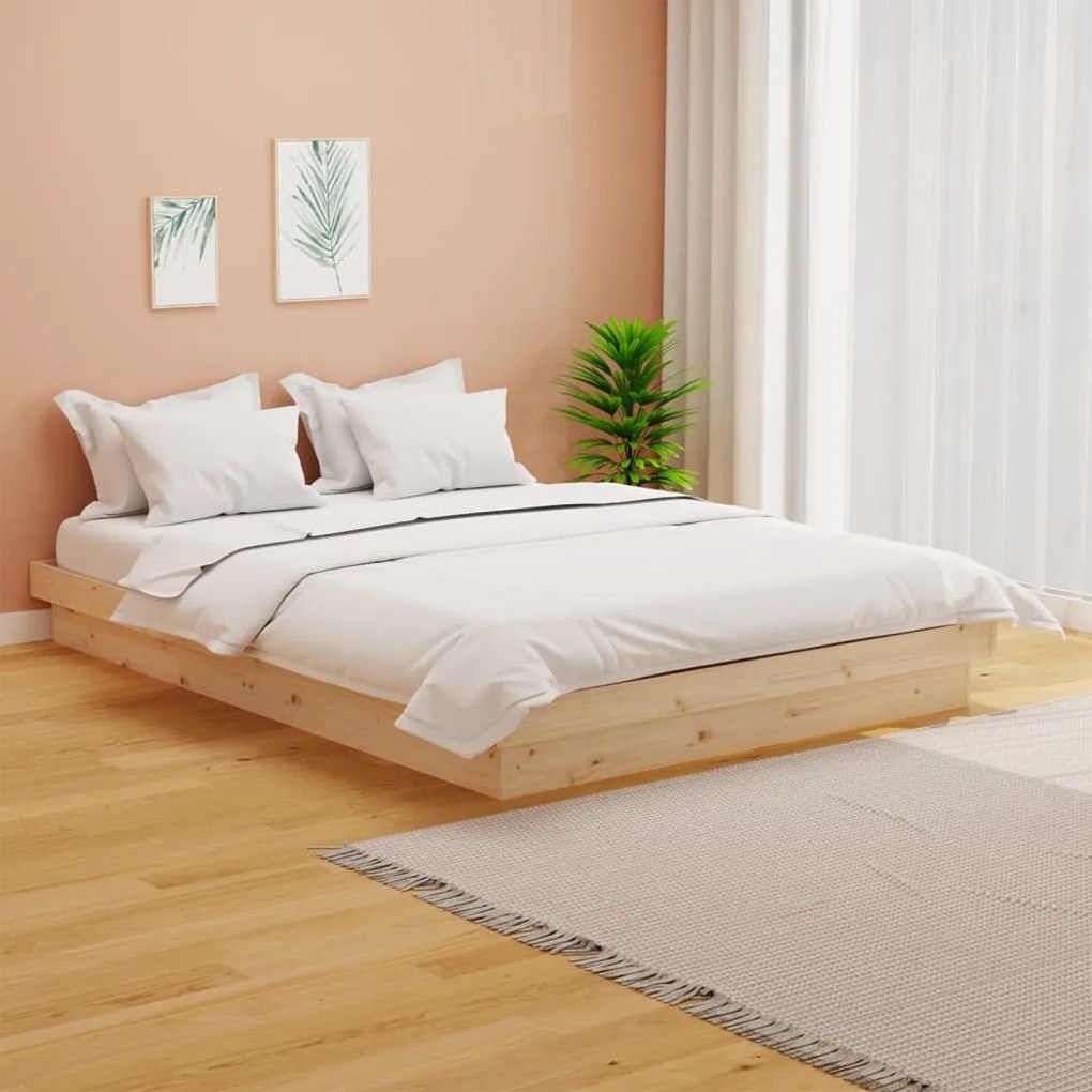 819942 vidaXL Cadru de pat mic dublu, 120x190 cm, lemn masiv
