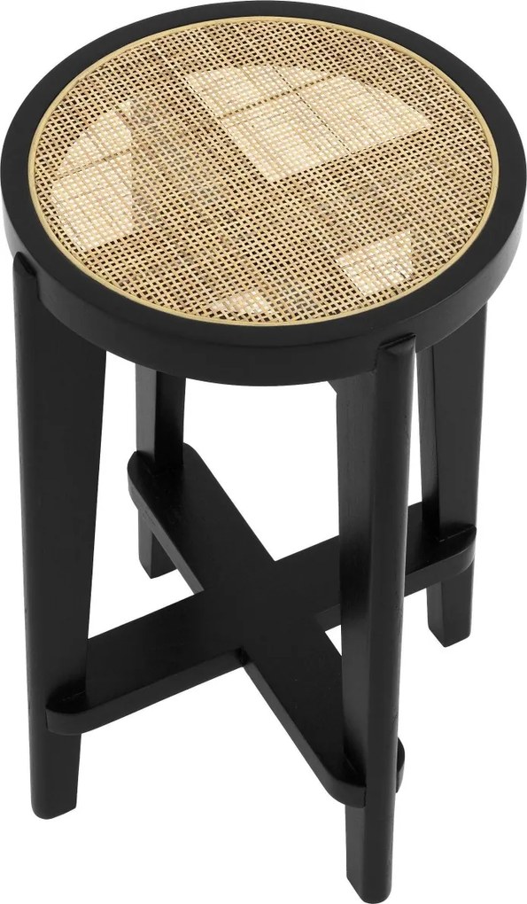 Scaun de bar din lemn finisaj negru design modern Dareau, H-67cm 114382 HZ