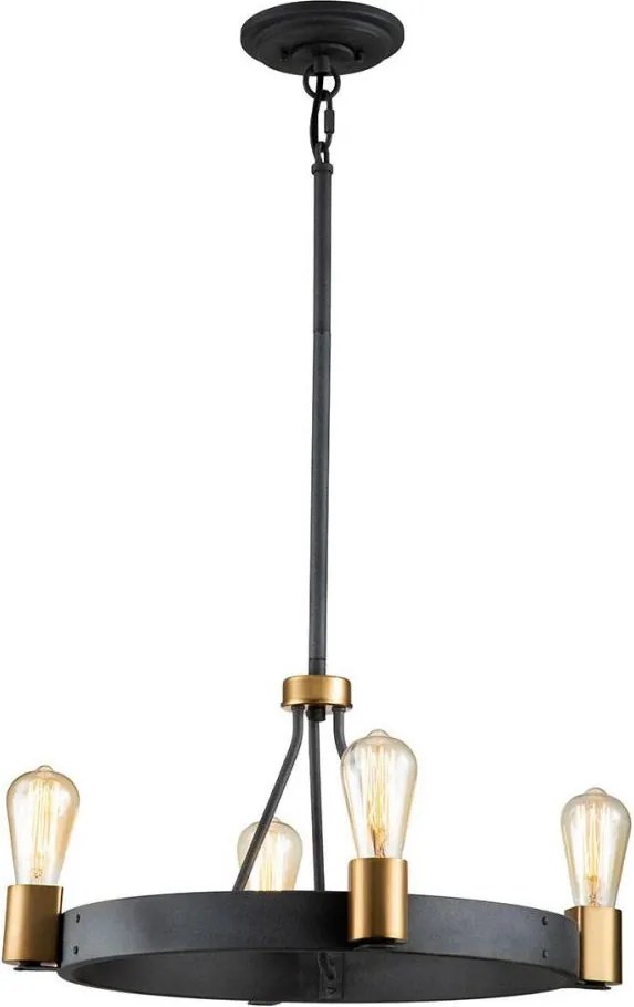 Quintiesse QN-SILAS-4P-DZ - Lustră cu tijă SILAS 4xE27/60W/230V, negru/auriu