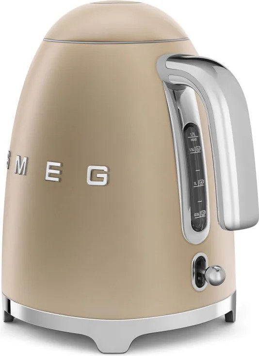 Cana electrica SMEG KLF03CHMEU, 2400 W, 1,7 l, Baza rotativa la 360°, Finisaj mat, Sampanie