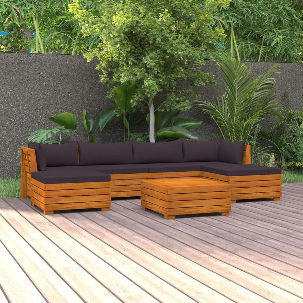 3087323 vidaXL Set mobilier grădină cu perne, 7 piese, lemn masiv de acacia