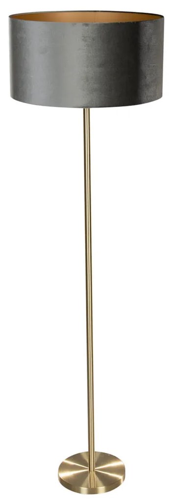 Lampă de podea din alamă cu abajur din catifea verde 50cm - Simplo