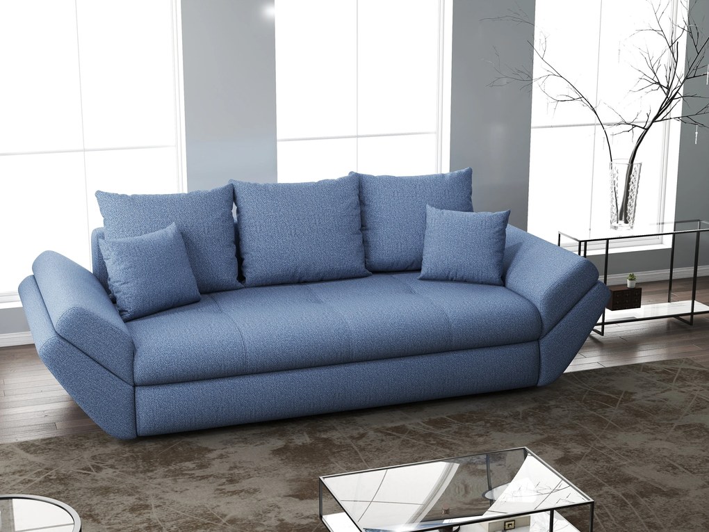 Canapea extensibilă dumonde cu ladă de depozitare si sezut confortabil din spuma high-density, Loana Enjoy Blue 250x100 cm