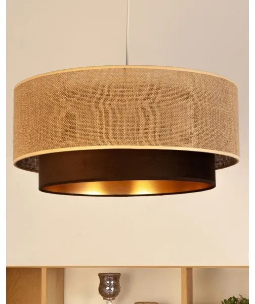 Lustră suspendată pe cablu SARTA 1xE27/60W/230V Ø 45 cm maro/iută