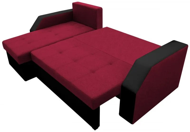 Coltar extensibil Madrid, 226x145x79 cm, 2 lazi depozitare, Reversibil, Rosu/Negru