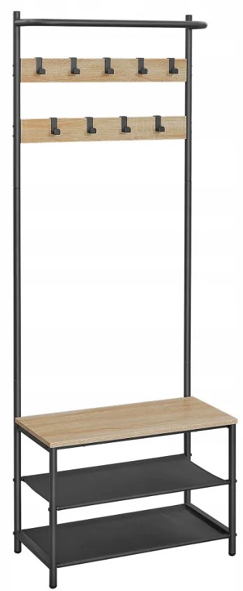 Perete de hol din metal LOFT 180 cm, negru/dud sonoma