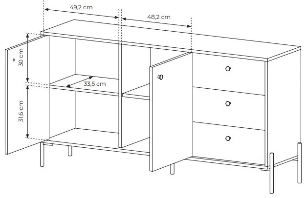 Comodă Scandia 2D3S (Stejar scandi + jedlička scandi). 1071386
