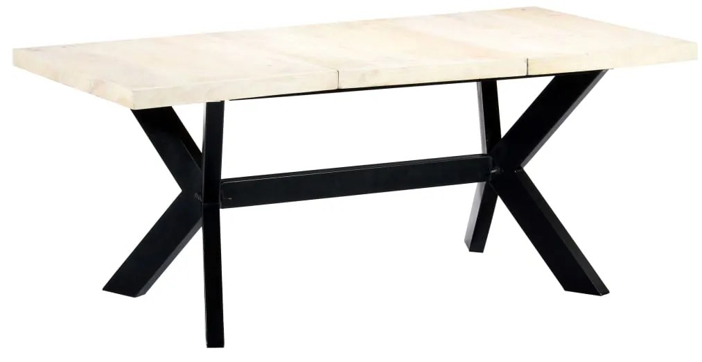 vidaXL Masă de bucătărie, alb, 180x90x75 cm, lemn masiv de mango