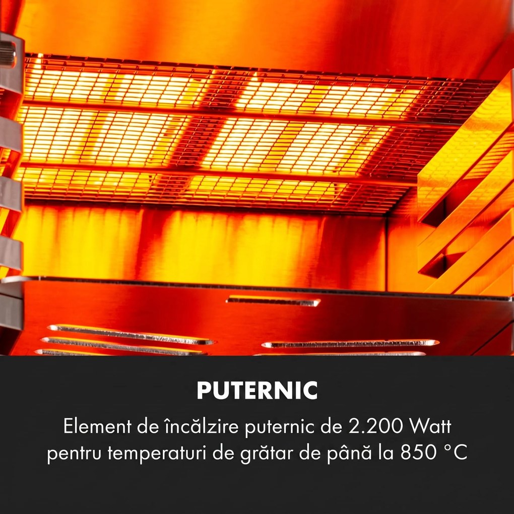 Klarstein Hannibal grătar de înaltă temperatură pentru interior 2.200W 850°C inox argintiu