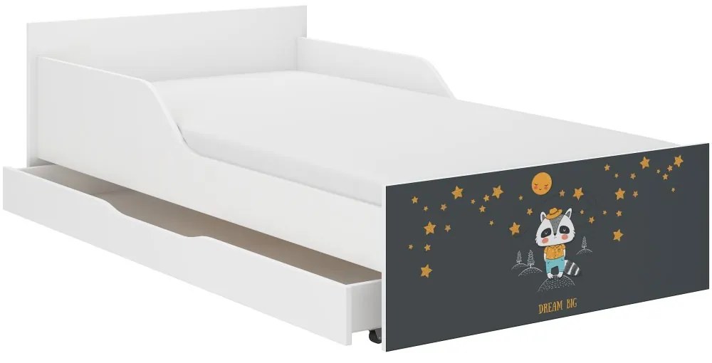 Pat pentru copii in culori mai închise cu un animăluț drăgălaș 160 x 80 cm