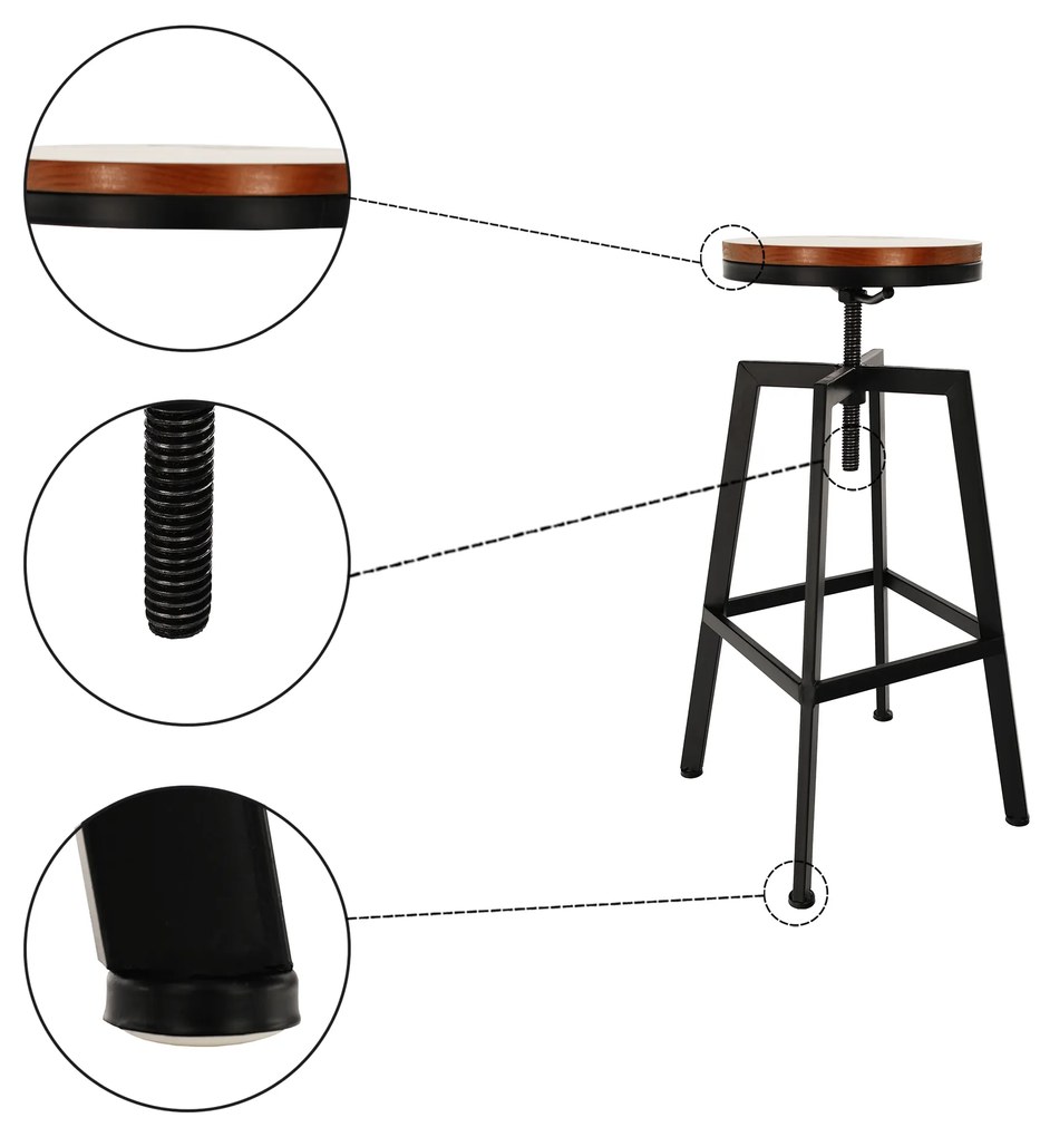 Scaun de bar, negru/ stejar, DINEA