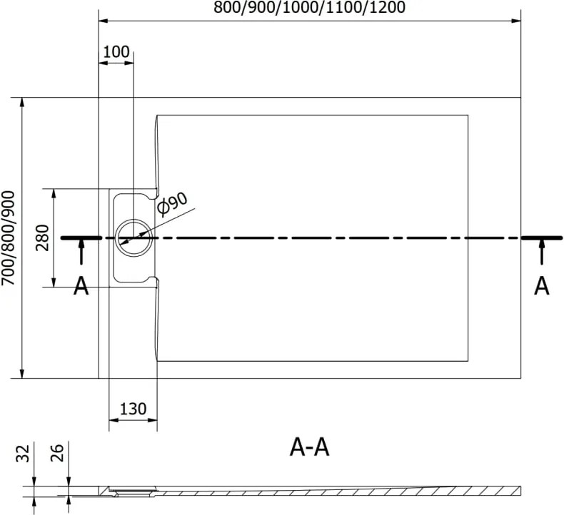 Mexen Otto cadă de duș dreptunghiulară SMC 100 x 90 cm, alb - 4N109010