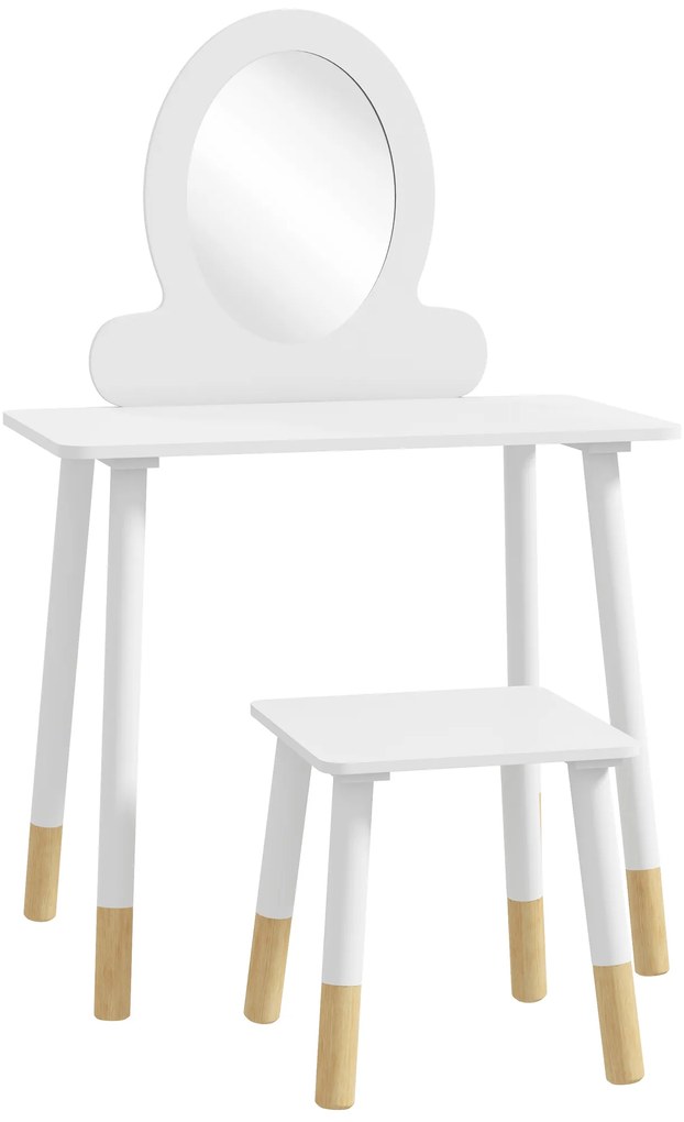 AIYAPLAY Set coafură pentru copii cu taburet, coafură 2 piese pentru copii de la 3 la 6 ani - alb | Aosom Romania