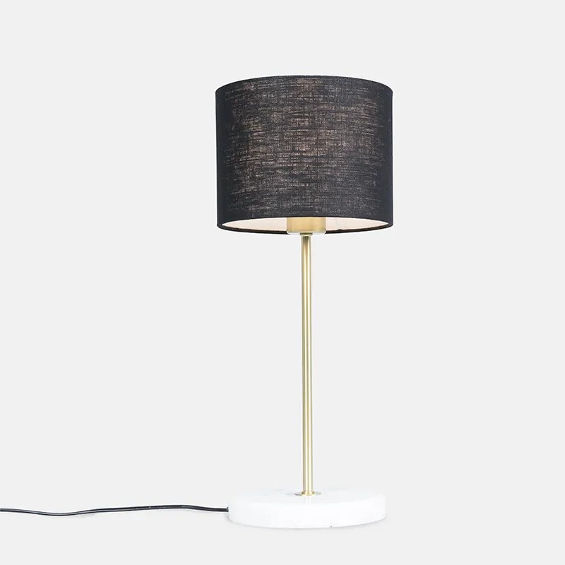 Lampă de masă din alamă cu abajur negru 20 cm - Kaso