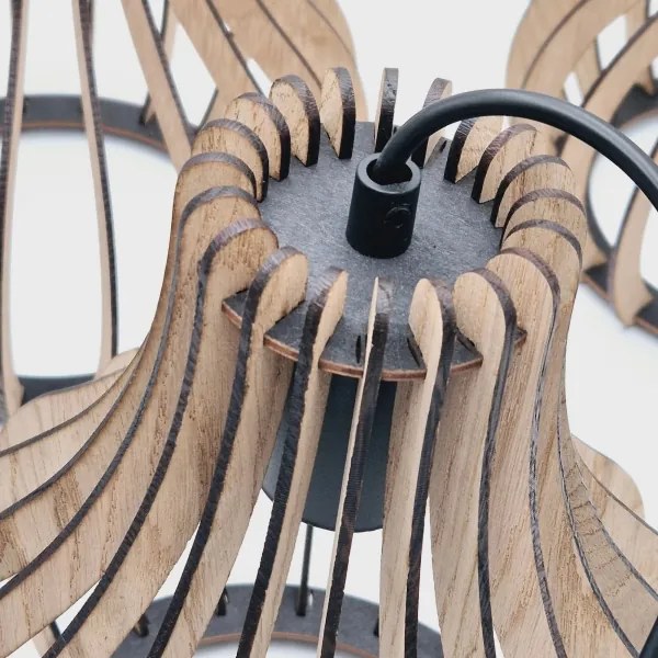 Lustră pe cablu TUCCI 3xE27/15W/230V stejar/negru