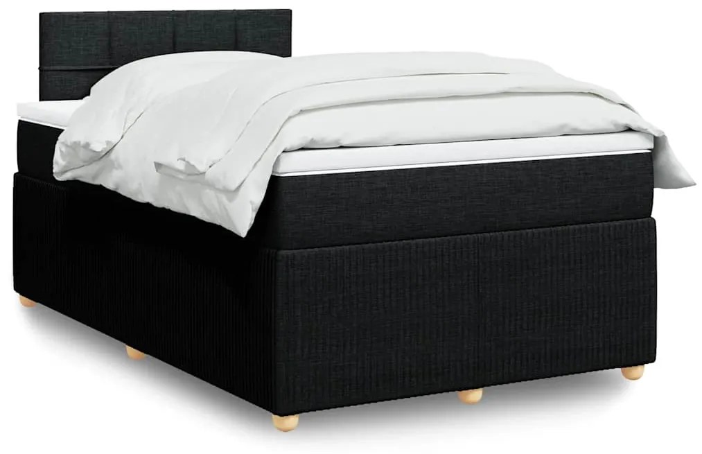 vidaXL Pat box spring cu saltea, negru, 120x200 cm, textil