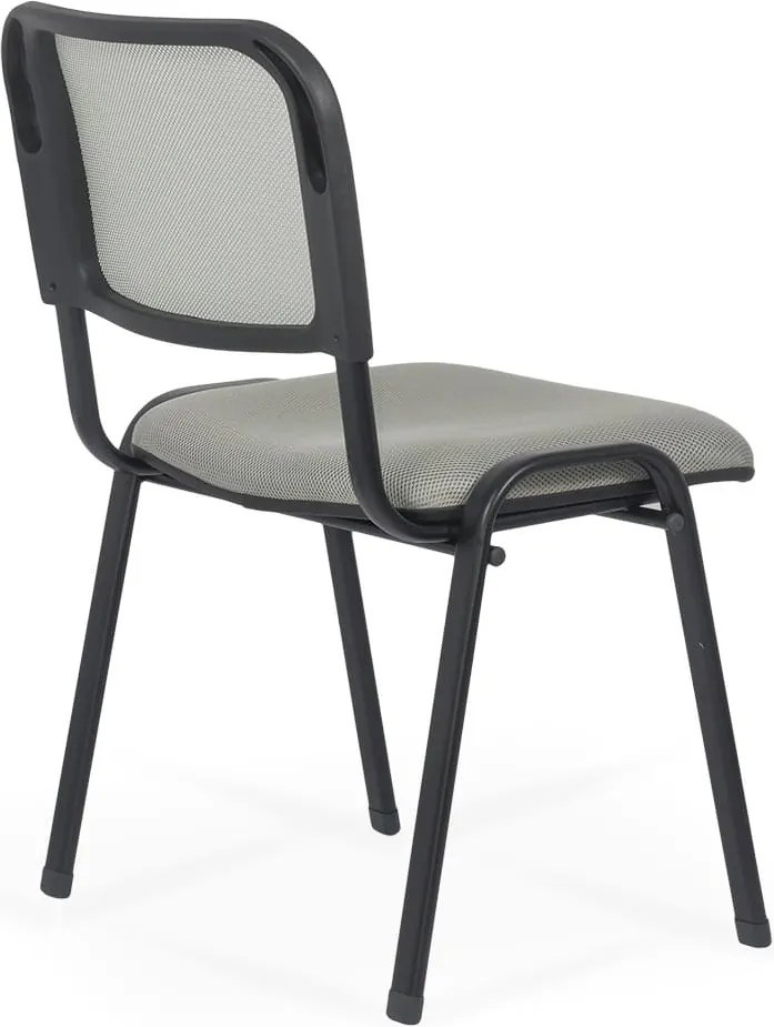 Scaun conferință gri HRC 600 din mesh respirabil cu cadru metalic stivuibil