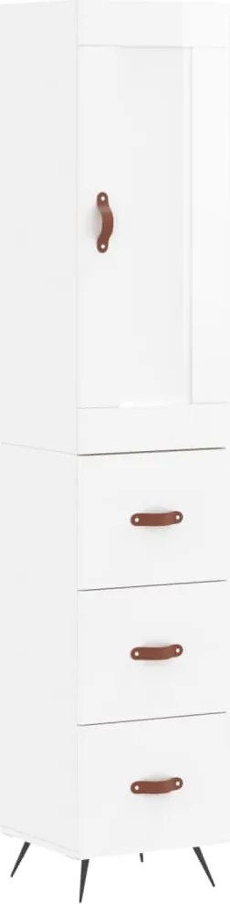 vidaXL Dulap înalt, alb extralucios, 34,5x34x180 cm, lemn prelucrat