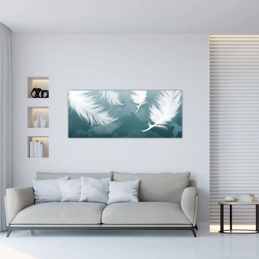 Tablou - Pene albe (120x50 cm)