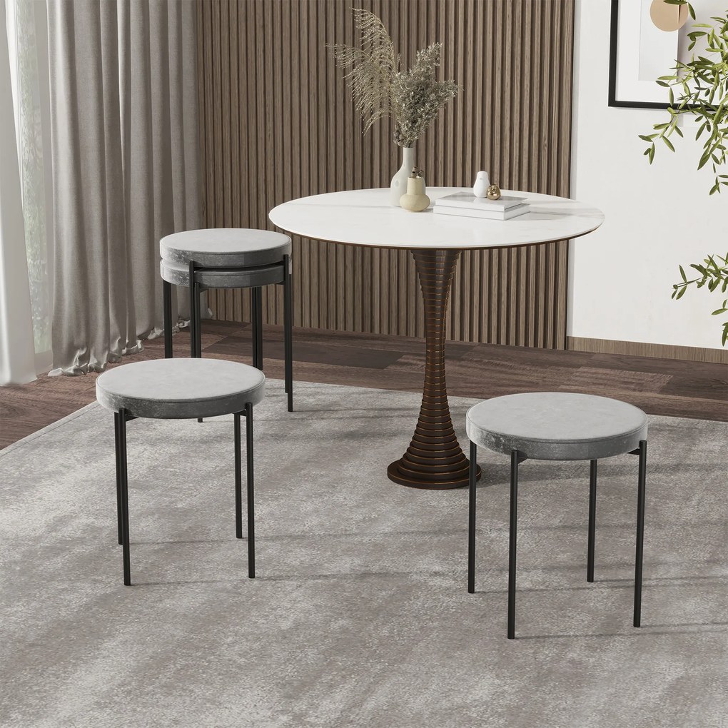 HOMCOM Set 4 Scaune pliante de masă cu șezut moale, aspect catifelat, scaun de bucătărie din catifea pentru bucătărie sufragerie din metal Gri 41,5 x 41,5 x 46 cm | Aosom Romania
