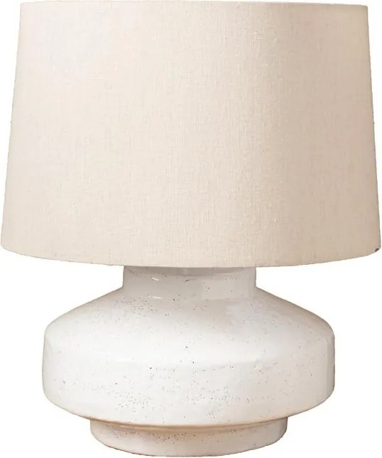 Lampă de masă din bumbac natur cu structură din ceramică albă, finisaj mat, 46×40 cm, „Gabaldia"