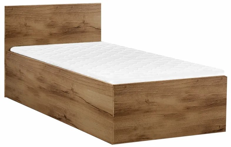 Pat de o persoana SOFIA 90 x 200 cm, stejar artisan Saltele: Cu saltele Deluxe 10 cm, Somiera pat: Cu lamele drepte