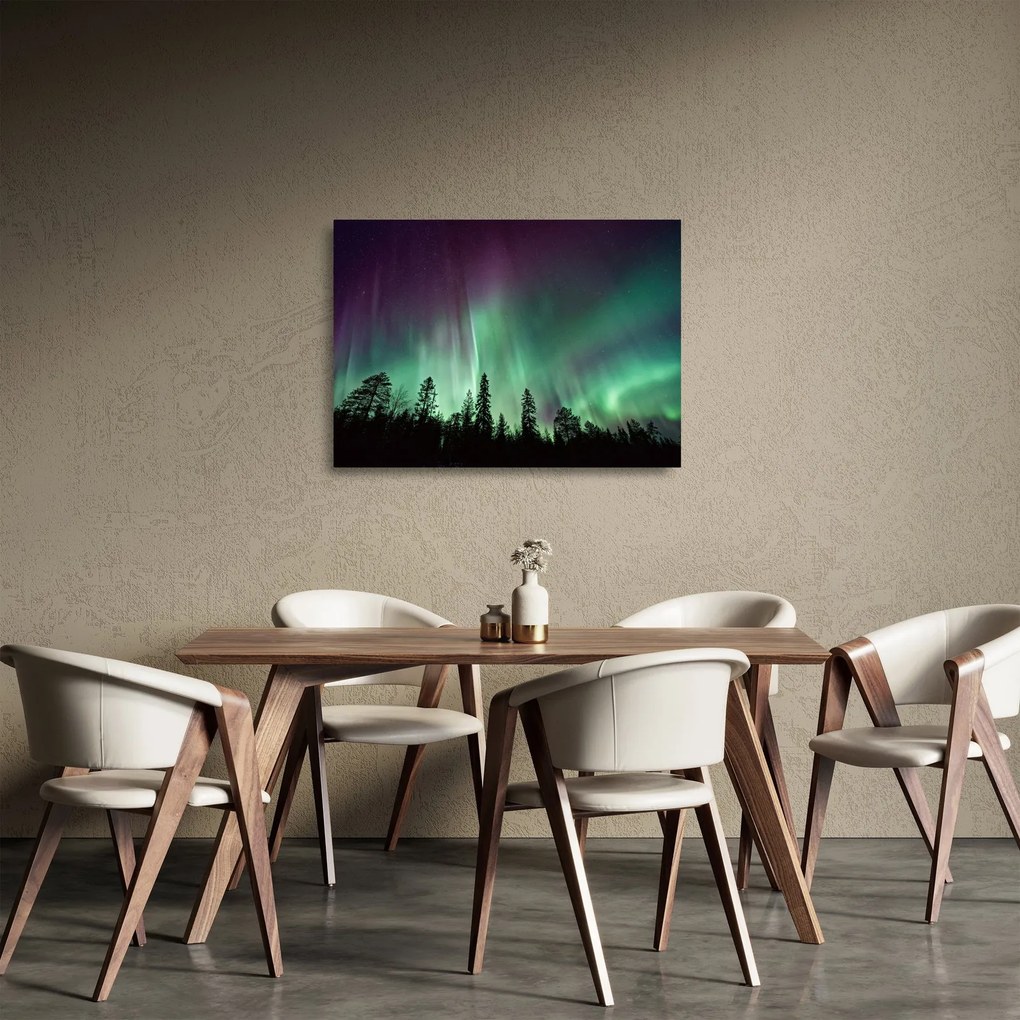 Tablou pe sticlă cu Northern Lights (70x50 cm)