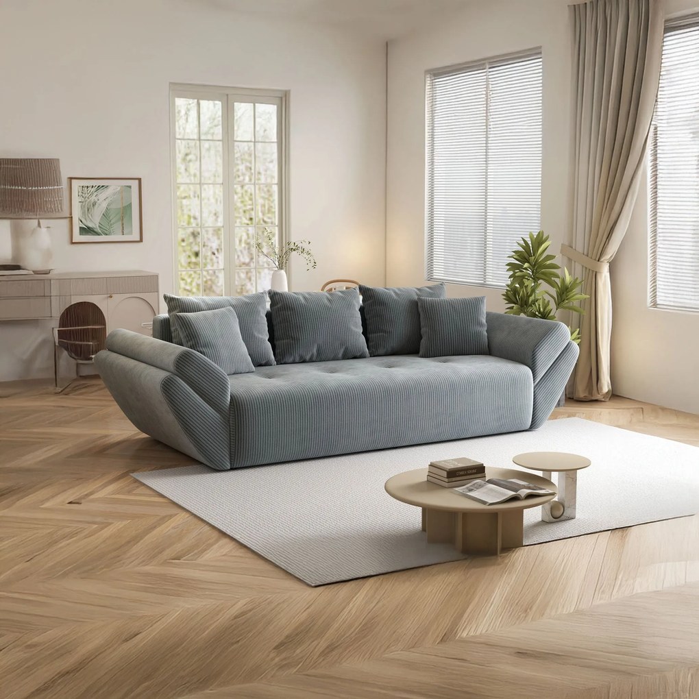 Canapea extensibilă dumonde cu ladă de depozitare si sezut confortabil din spuma high-density, Berlin Zoom Grey 250x100 cm