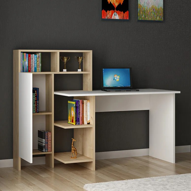 Birou Slate Alb - Oak 120x60x112 cm