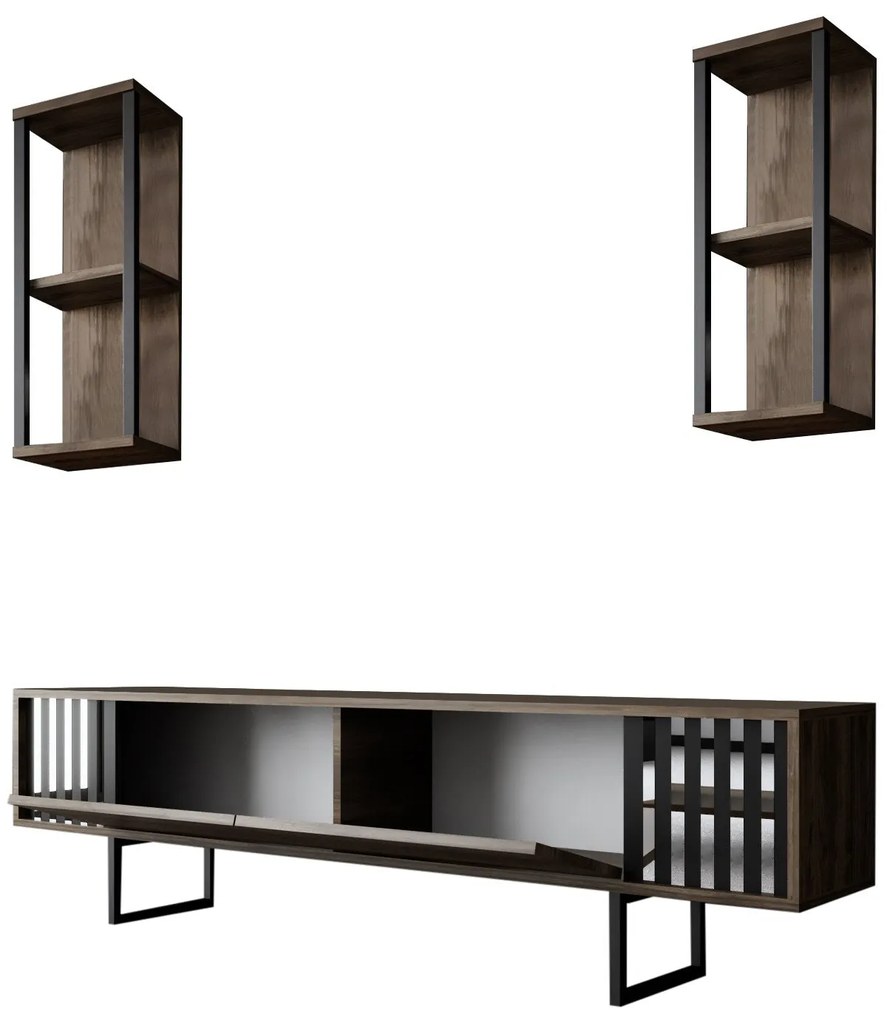 Comodă TV Chrome Line - Walnut, Black