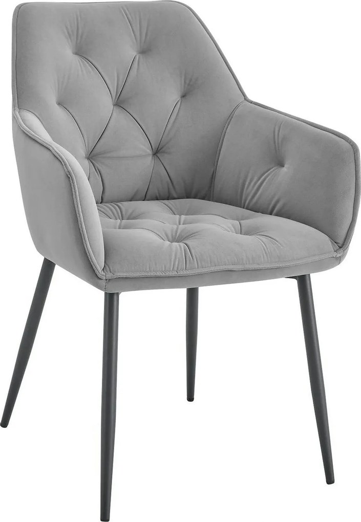 Scaun BEL NEW, gri deschis/negru, stofa catifelata/metal, 58x63x86 cm