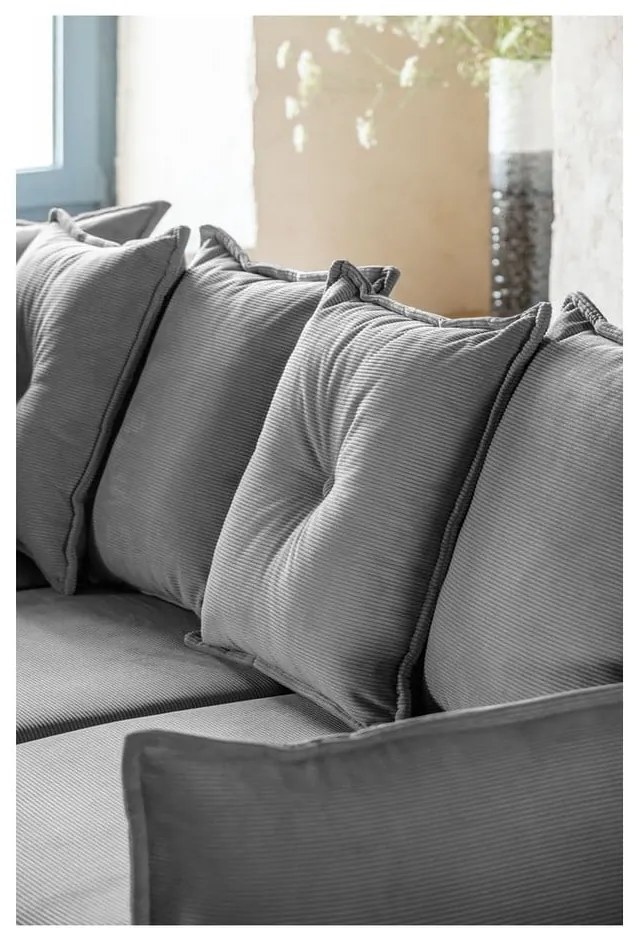 Colțar gri extensibil cu tapițerie din catifea reiată (colț variabil) Lazy Lukka – Miuform