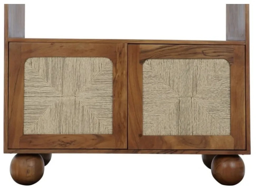 Etajeră din lemn de acacia și rattan, H181 cm, „Savanah”