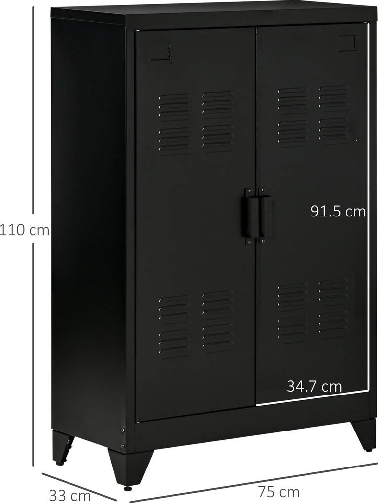 HOMCOM Dulapior Multifunctional cu 2 Usi Stil Industrial, Dulapior Metalic pentru Casa si Garaj - Gri | Aosom Romania