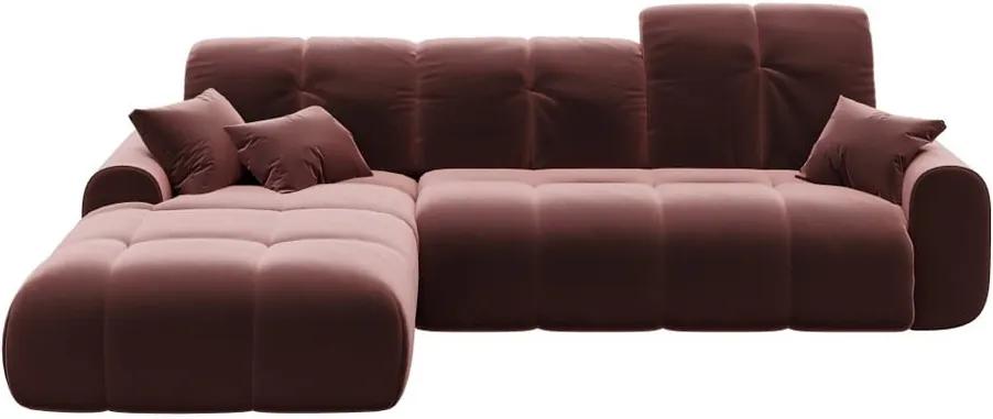 Canapea extensibilă cu șezlong pe partea stângă devichy Tous, roz închis