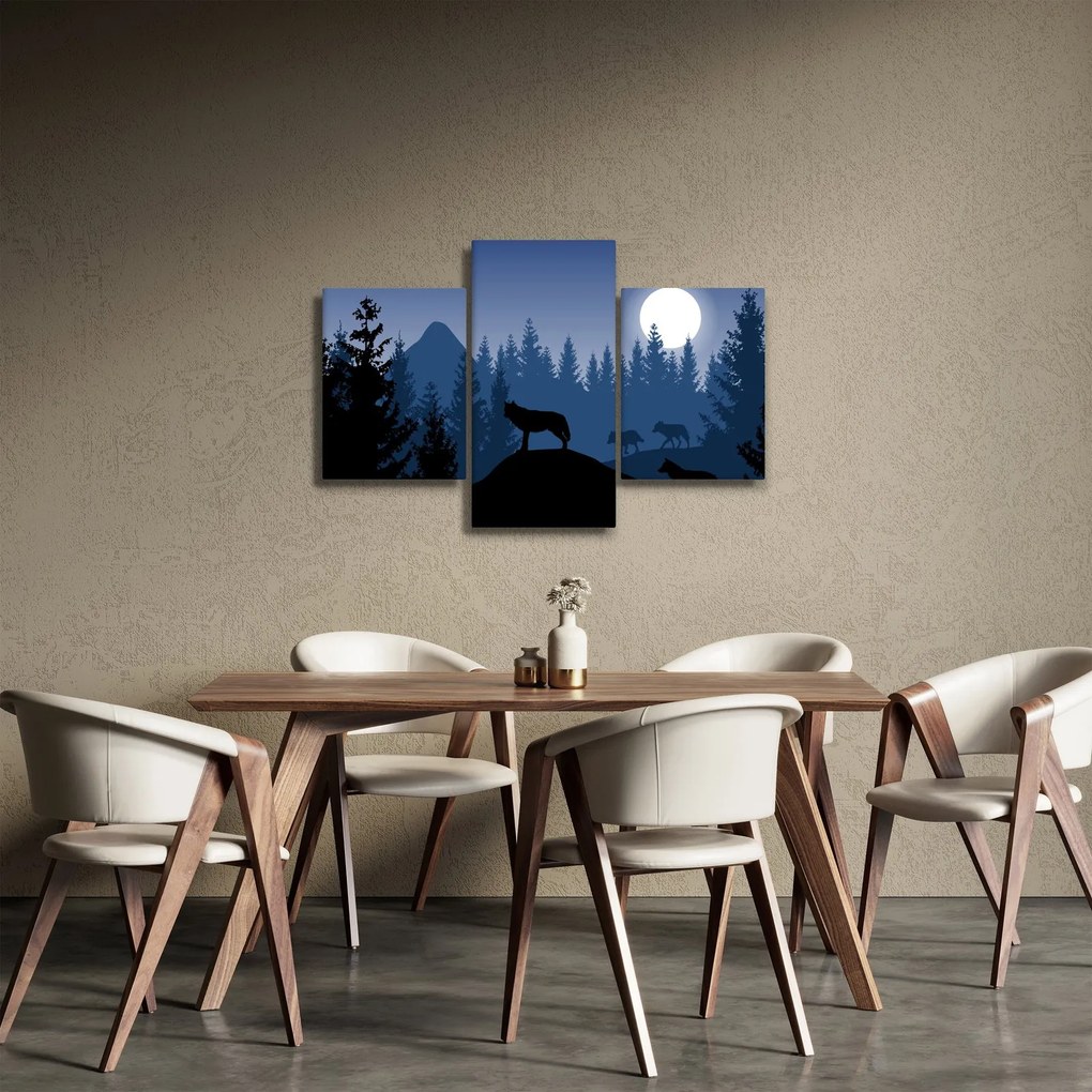 Tablou - Haita de lupi sub lună plină (90x60 cm)
