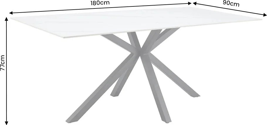 Masa dining cu blat ceramic GALAXIE Alb 180x90cm