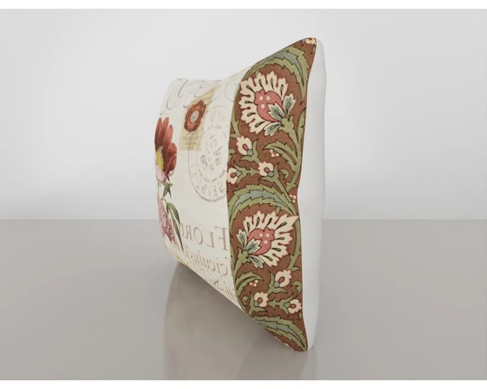 Față de pernă cu amestec din bumbac Vitaus Maseto Flowers Rusto Dos, 43 x 43 cm