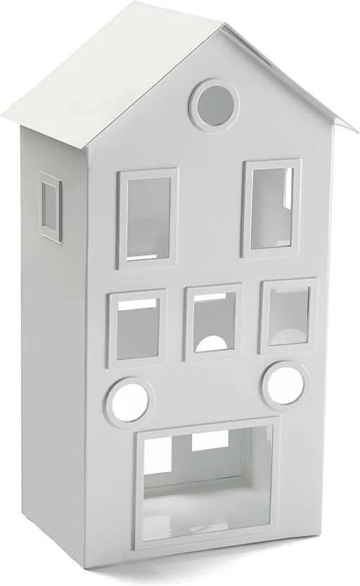 Suport pentru lumânare Versa Metal House, înălțime 31 cm, alb
