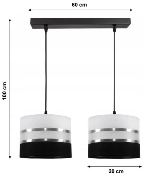 Lustră pe cablu CORAL 2xE27/60W/230V alb-negru