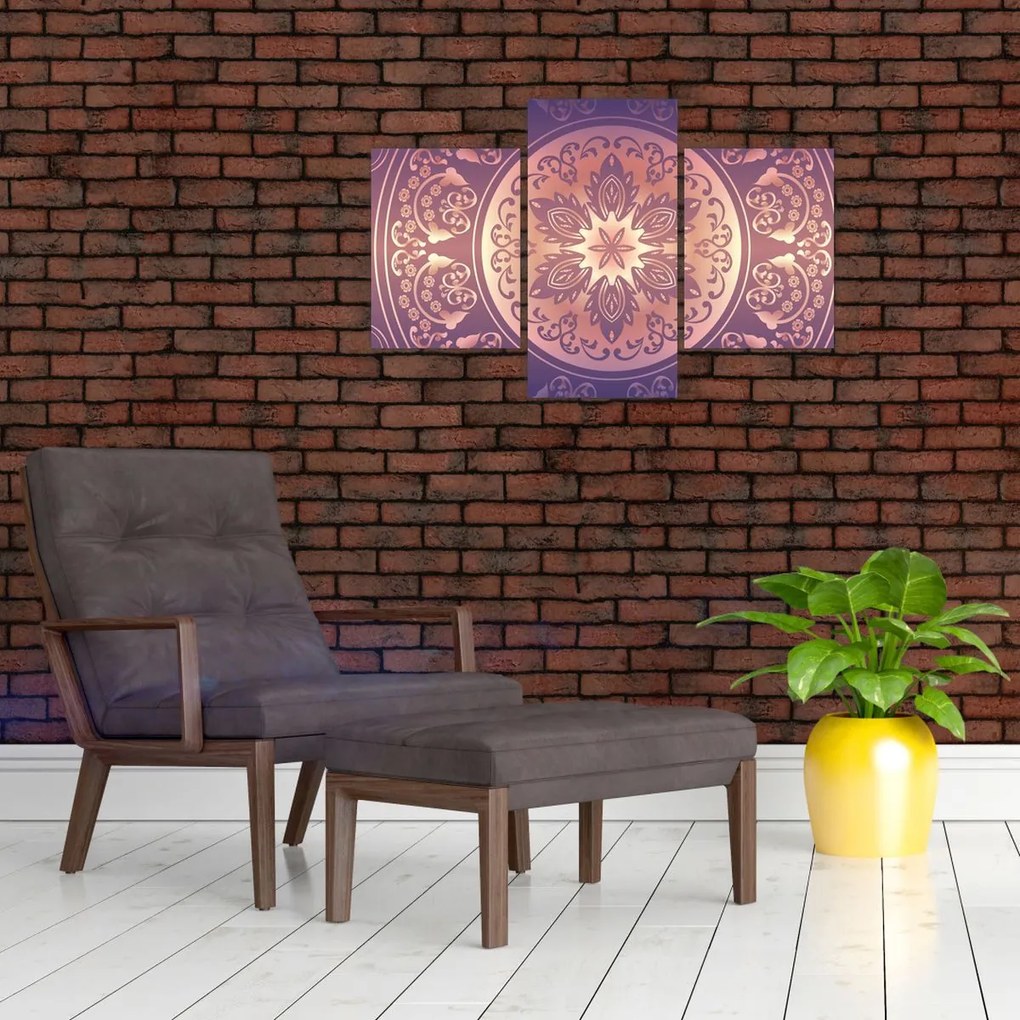 Tablou - Mandala pe gradient violet (90x60 cm)