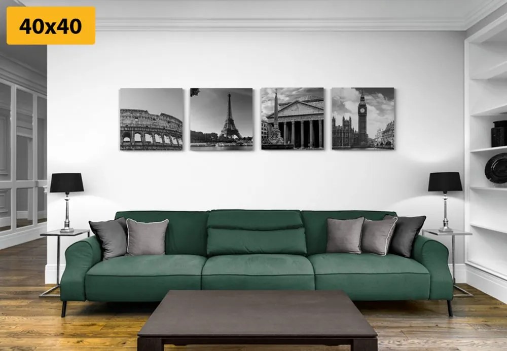Set tablouri pentru iubitorii de călătorie în design alb-negru