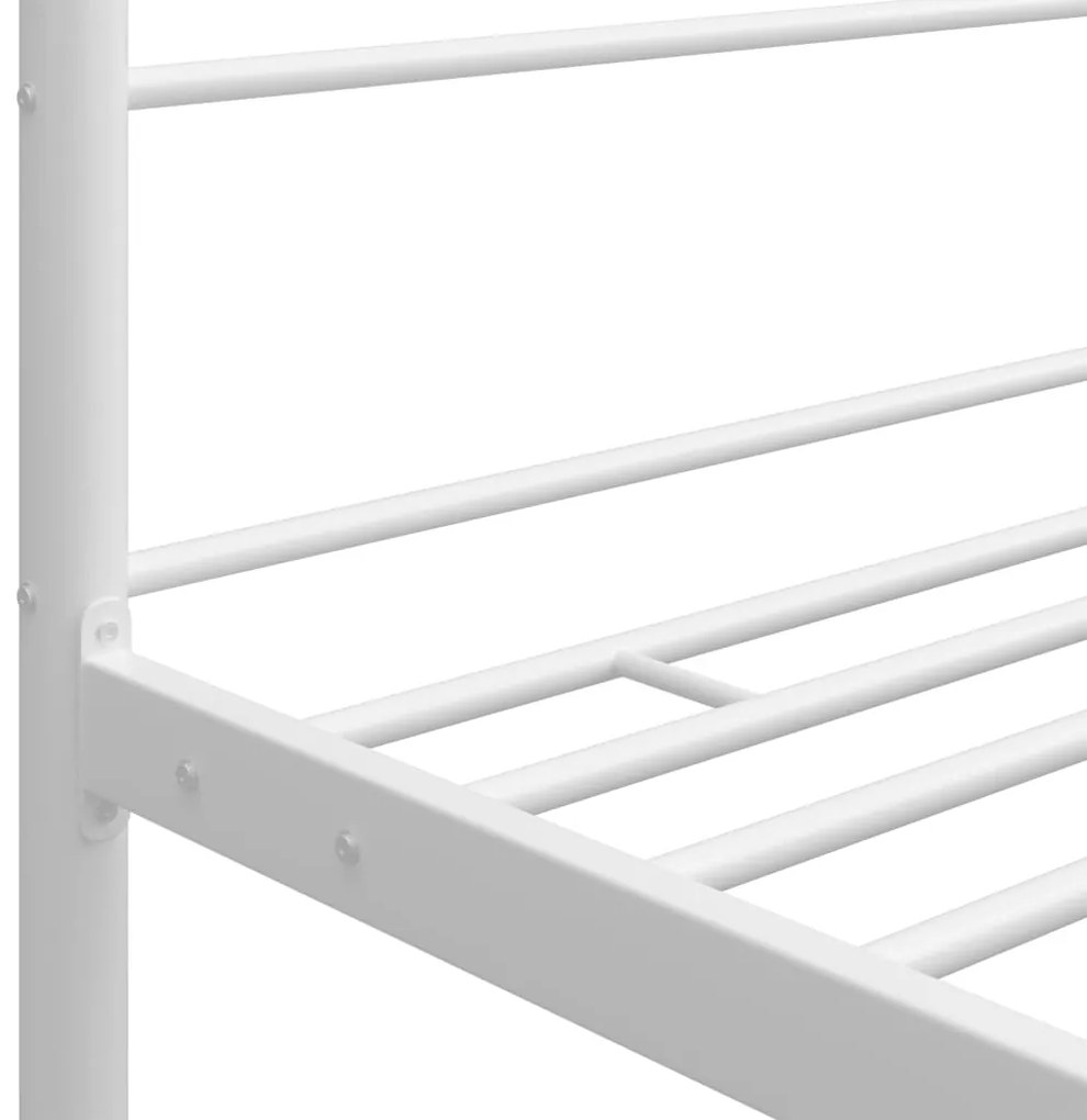 Cadru de pat cu baldachin, alb, 100x200 cm, metal Alb, 100 x 200 cm