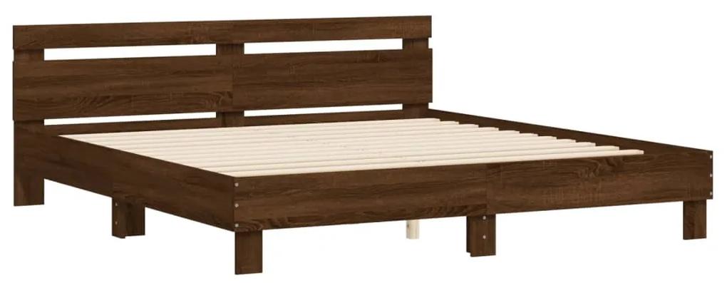 3207405 vidaXL Cadru de pat cu tăblie stejar maro 180x200 cm lemn prelucrat