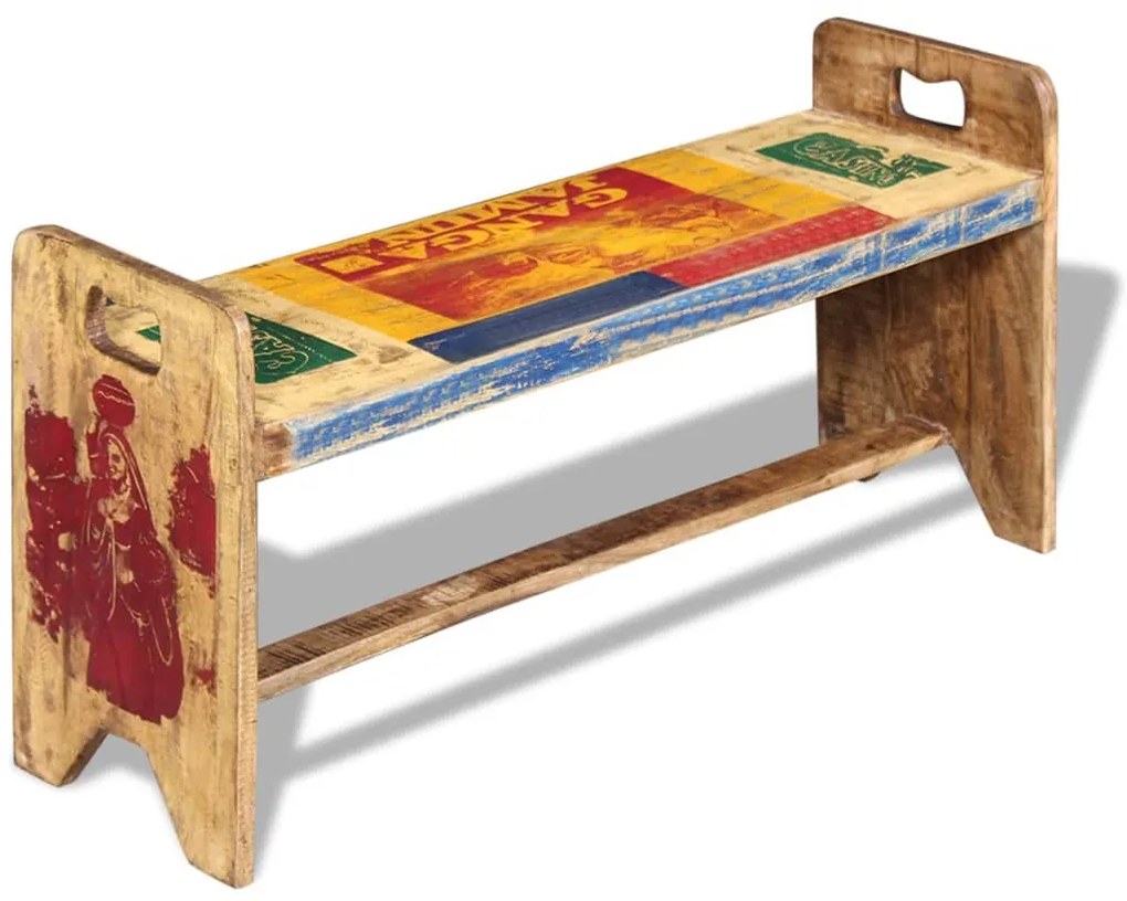 243457 vidaXL Banchetă Cola, 100 x 30 x 50 cm, lemn masiv reciclat