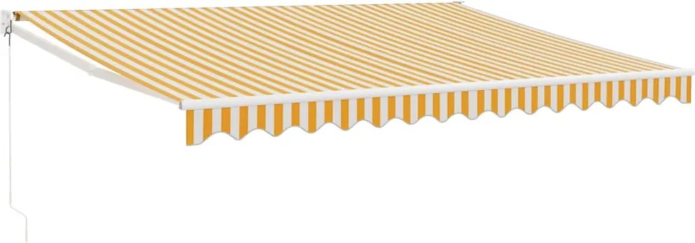 vidaXL Copertină retractabilă galben și alb, 4x3 m, textil și aluminiu