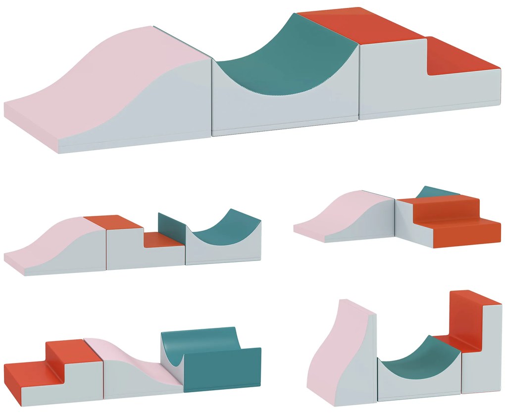 AIYAPLAY Set de cățărare și târâre din 3 piese pentru copii mici, Piele ecologică, Spumă, Gri deschis | Aosom Romania